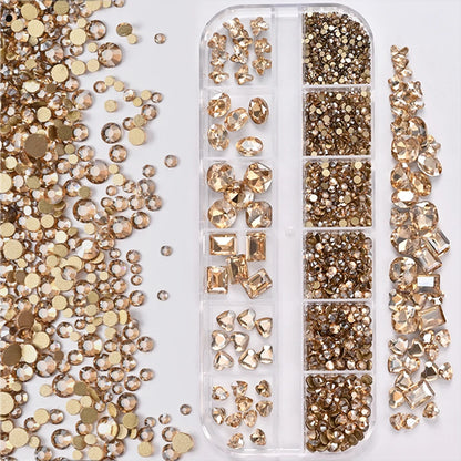 1Box 3D Clear Nail Art Rhinestones 12Shapes Mixed
