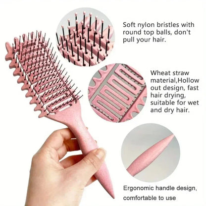 Curl Define Styling Brush Hollow Out Detangling Hair Brush Tangled Wet