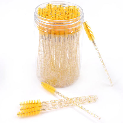 50Pcs/Bottle Eyelash Extension Brushes With Container Eyebrow  Eye