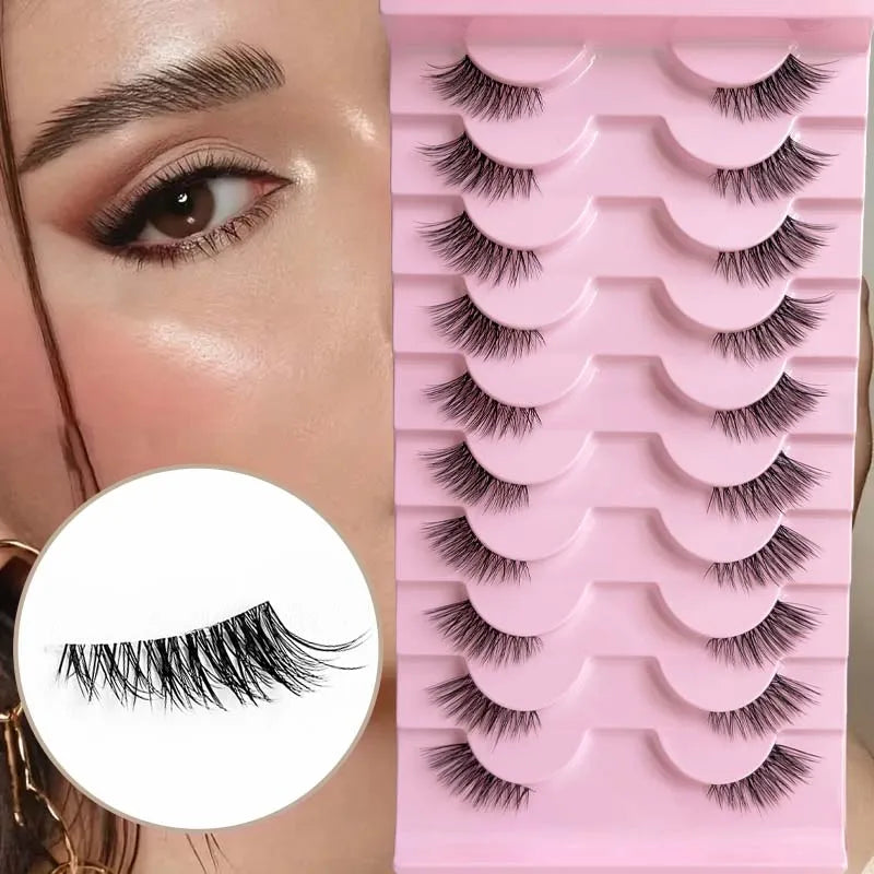 Half eyelashes, natural appearance 10 pairs of thick cat eyelashes