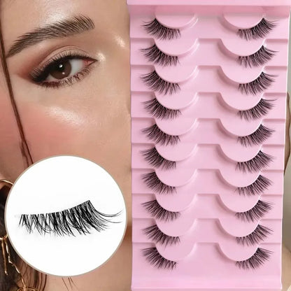 Half eyelashes, natural appearance 10 pairs of thick cat eyelashes