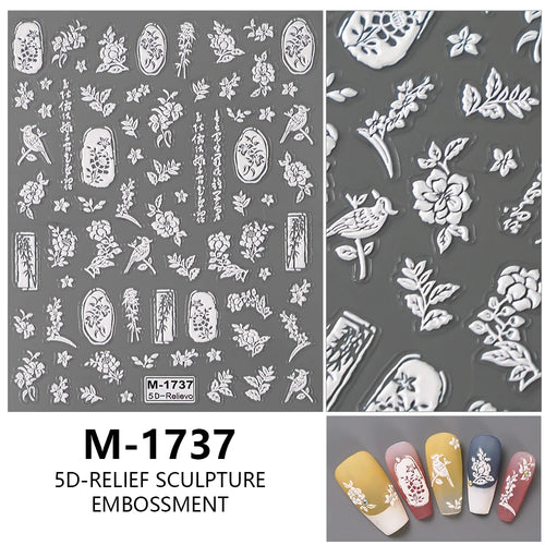 5D Nail Art Stickers Love Hearts Stars French Nail Art Design