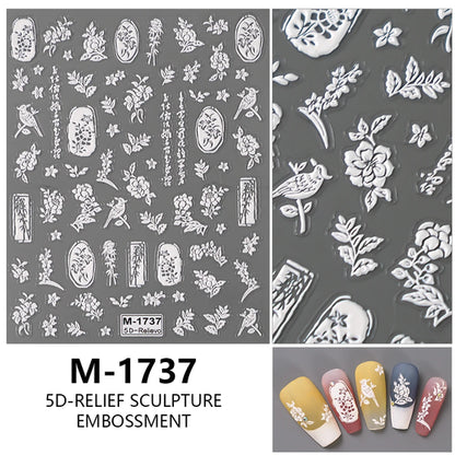 5D Nail Art Stickers Love Hearts Stars French Nail Art Design
