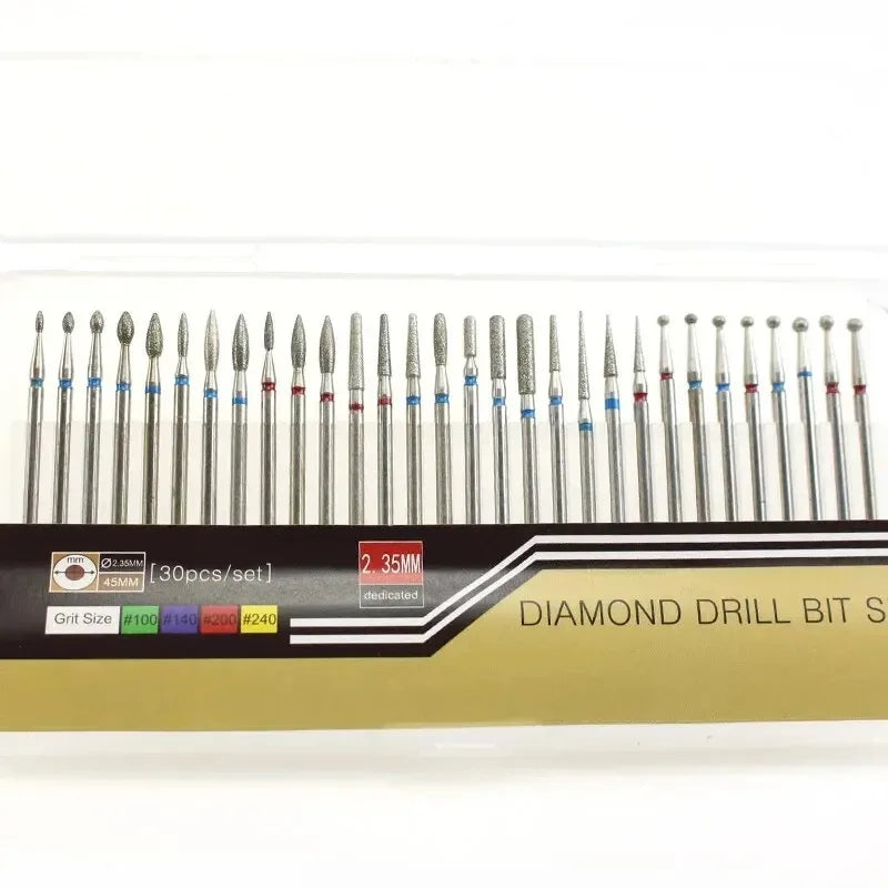 30pcs/Set Diamond Burrs Nail Dill Bit Milling Cutter for Manicure