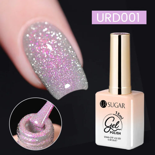 UR SUGAR 15ml Sliver Reflective Nail Gel Polish Shining Glitter Semi