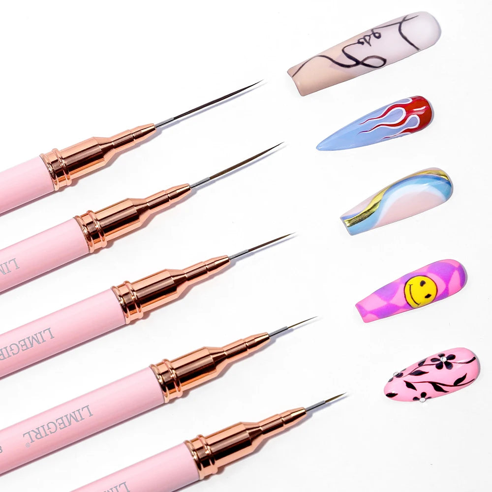 LIMEGIRL 5Pcs Professional Nail Art Liner Brush Line Stripes DIY