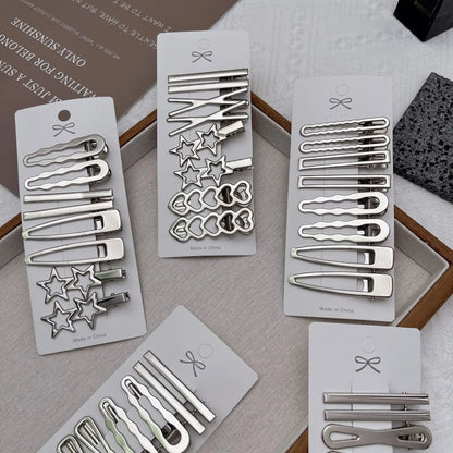 Sliver Metal Hair Clips Women Girls Y2K Duckbill Hairpin Personality