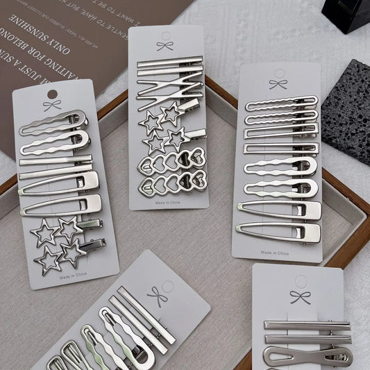 Sliver Metal Hair Clips Women Girls Y2K Duckbill Hairpin Personality
