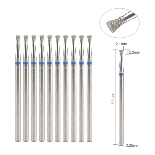 10Pcs Diamond Milling Cutter For Manicure Electric Nail Drill Bits