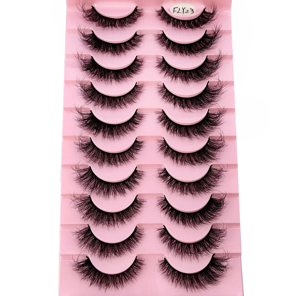 10 Pairs Faux Mink Eyelashes Handmade False Eyelashes Natural Nude
