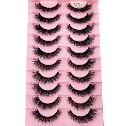 10 Pairs Faux Mink Eyelashes Handmade False Eyelashes Natural Nude