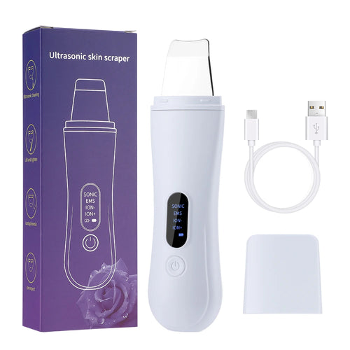 Ultrasonic Skin Scrubber Skin Spatula Ion Deep Face Cleaning 4 Modes