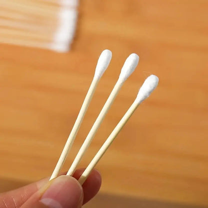 1000pcs Unscented Cotton Swabs, Double-Headed, Wooden Stick, Makeup