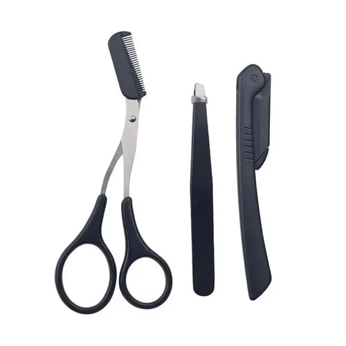 1/3pcs stainless steel eyebrow clip comb Scissors Eyebrow trimmer