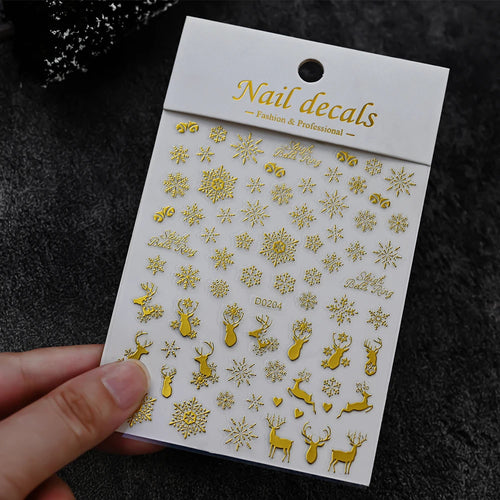 Winter Christmas Atmosphere Nail Stickers Snowman Snowflake Wapiti