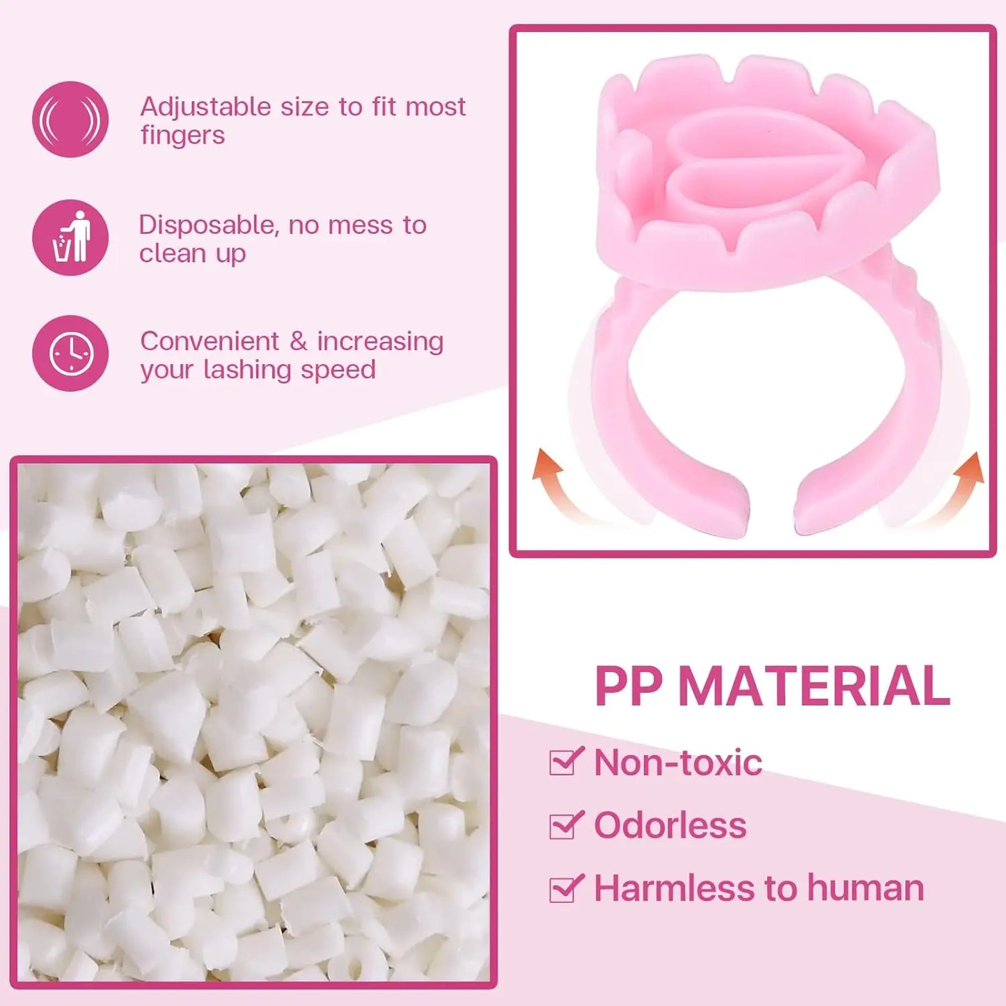 100 PCS Disposable Heart-shaped Plastic Glue Ring Cup Eyelash