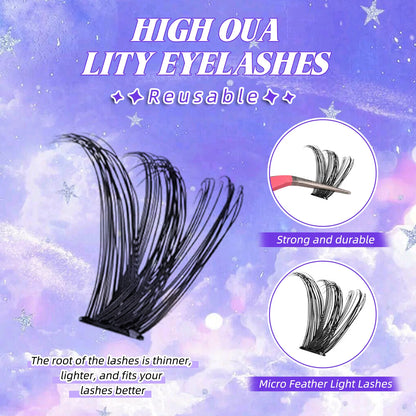 200PCS D Curl Eyelash Cluster Set with 30D40D80D and 80D Spiky Style