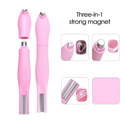 3-in-1 Multifunctional Cat Eye Nail Magnet Tool for DIY Salons Heart &