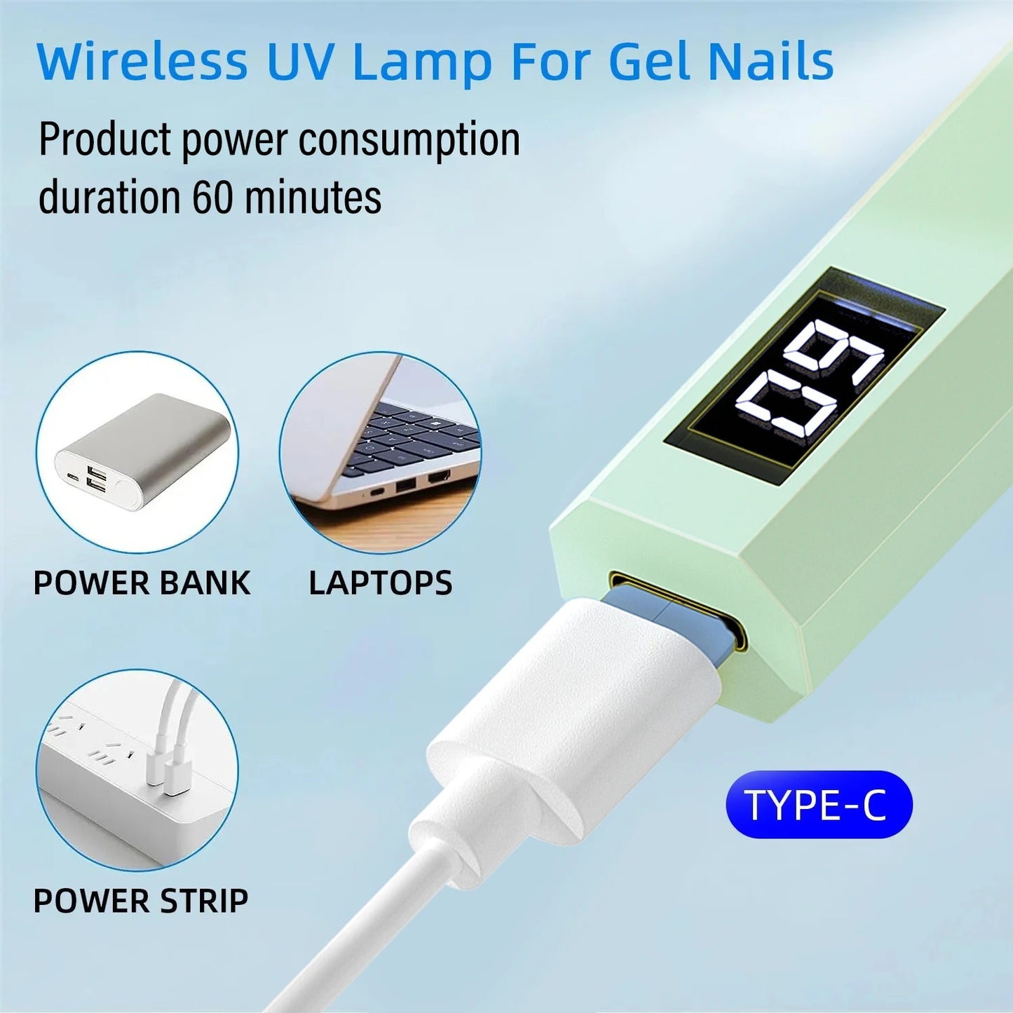 YIKOOLIN Handheld UV LED Light for Nails USB Mini Nail Dryer Nail