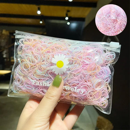 1000Pcs/Pack Colorful Small Disposable Elastic Hair Bands Scrunchie Girls Rubber Band Ponytail Holder Hair Accessories Hair Ties