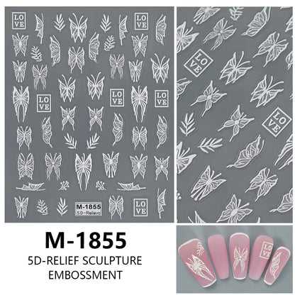 5D Nail Art Stickers Love Hearts Stars French Nail Art Design