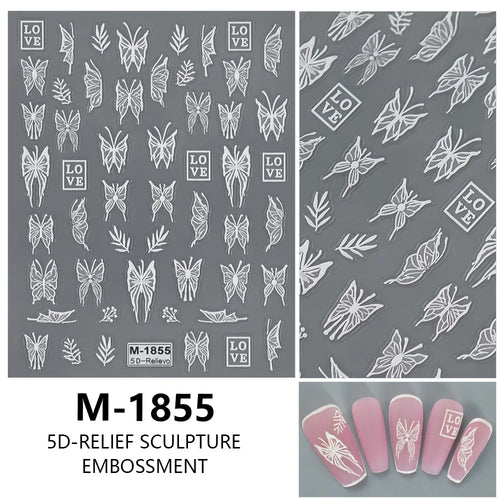 5D Nail Art Stickers Love Hearts Stars French Nail Art Design