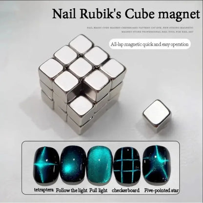 27pcs Cat Eye Magnet Cube for Nails Strong Magnetic Square Stick 9D/5D