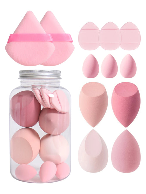 12Pcs Makeup Sponge Set with Storage Jar Latex-Free, Makeup Sponge