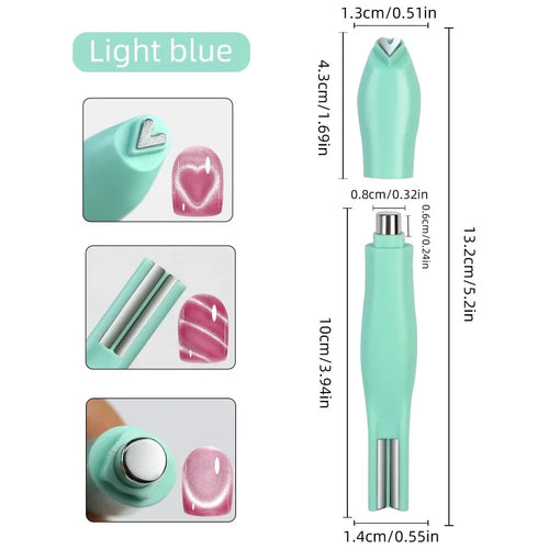3 in 1 Cat Eye Nail Magnetic Stick Love Heart Snake Pattern French Cat