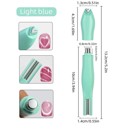 3 in 1 Cat Eye Nail Magnetic Stick Love Heart Snake Pattern French Cat