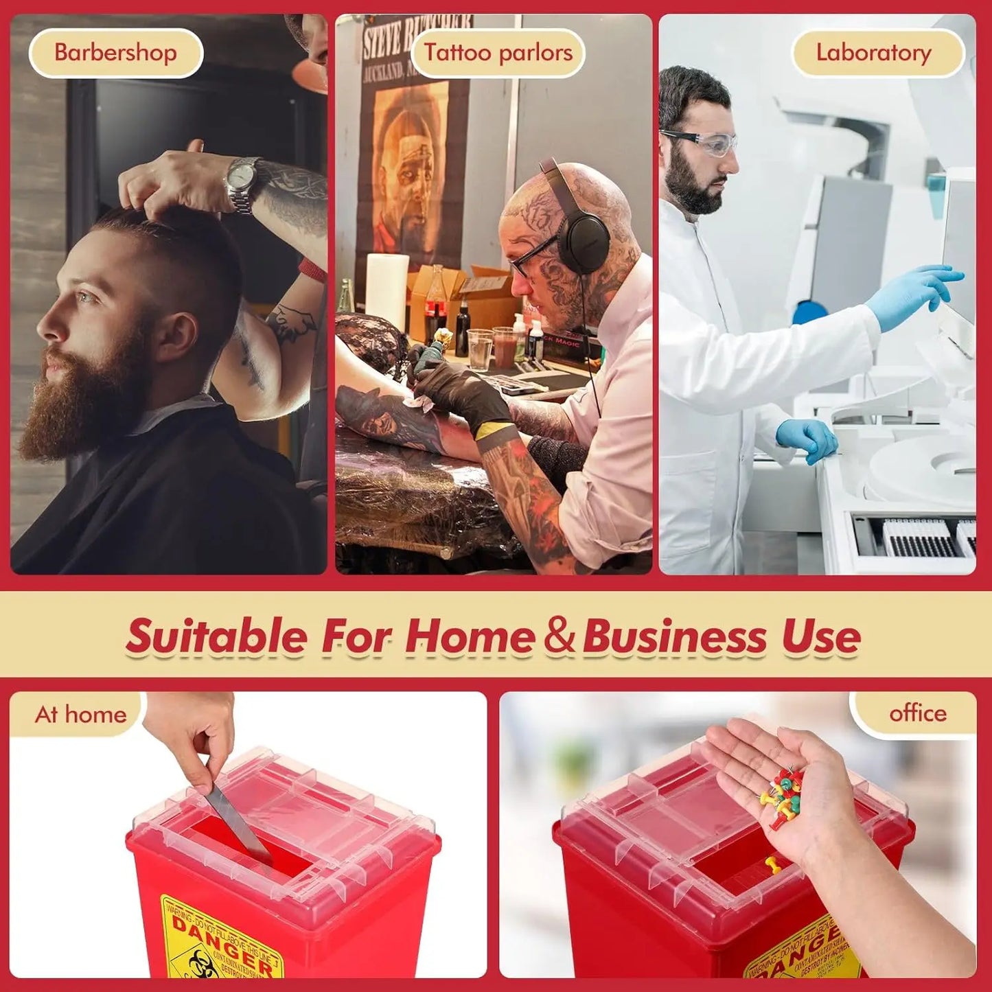 Tattoo Sharp Container Sharps Waste Bin Large Capacity Professional