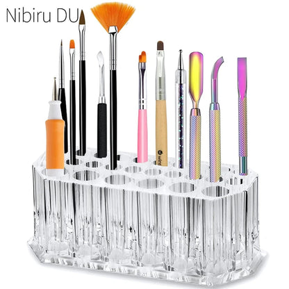 26 Holes Acrylic Nail Brushes Organizer Nail Art Kit Storage Tools