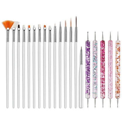 5/20Pcs Nail Art Brush Design Tip Painting Drawing Carving Dotting Pen