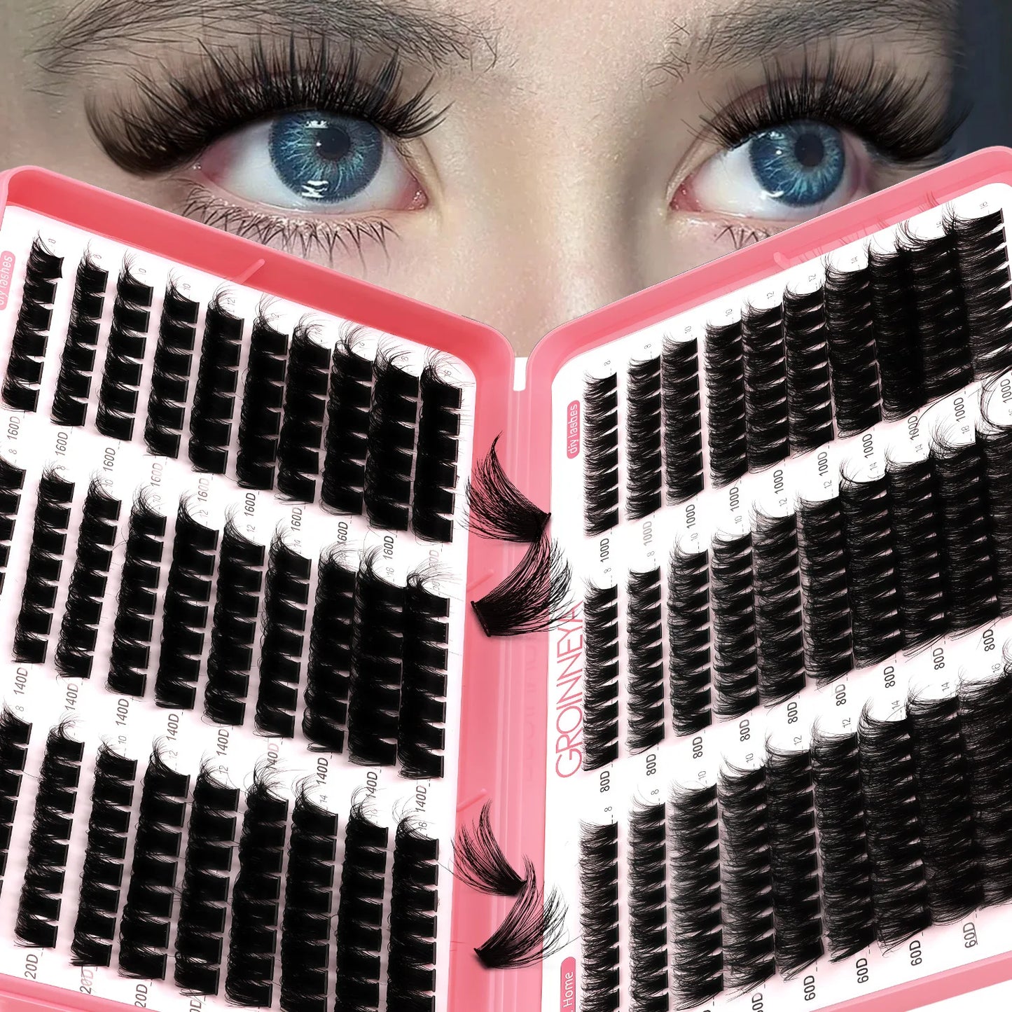 GROINNEYA Lashes Cluster DIY Lash Extension Mixed Tray Clusters