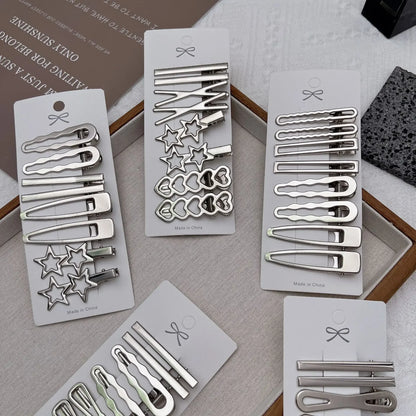 Sliver Metal Hair Clips Women Girls Y2K Duckbill Hairpin Personality