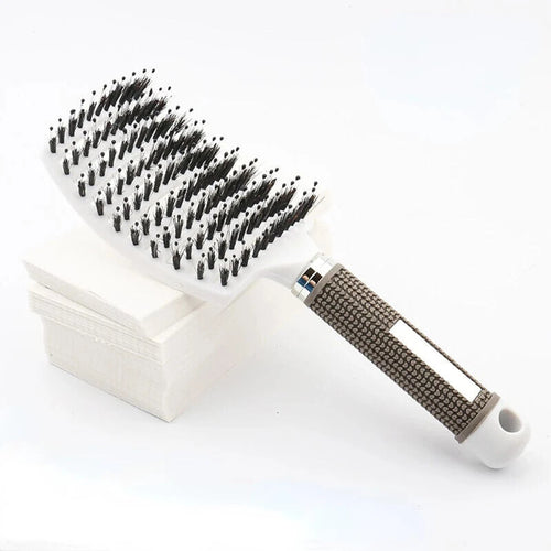 Hair Brush Scalp Massage Comb Hairbrush Boar Bristle Nylon Women Wet