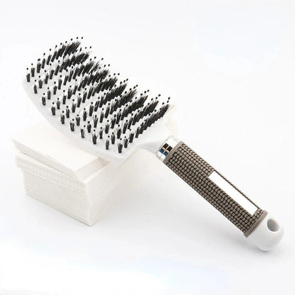 Hair Brush Scalp Massage Comb Hairbrush Boar Bristle Nylon Women Wet