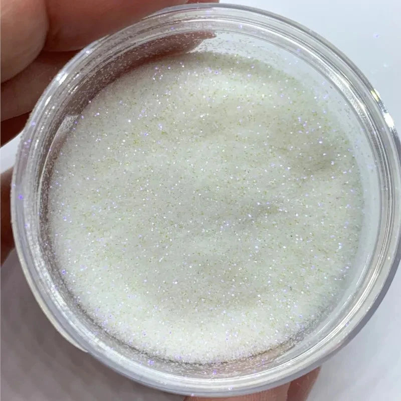 50g/bag White Iridescent Powder Nail Glitter 0.2mm Ultra Fine Glitter