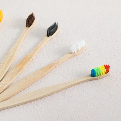 Single Cowhide Wrapped Bamboo Toothbrush Set Natural and