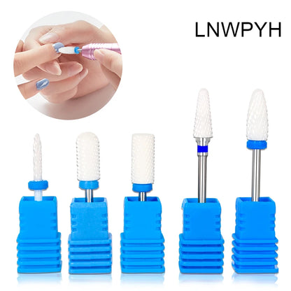 5 Pcs Ceramic Milling Cutter Manicure Nail Drill Bits Electric Nail