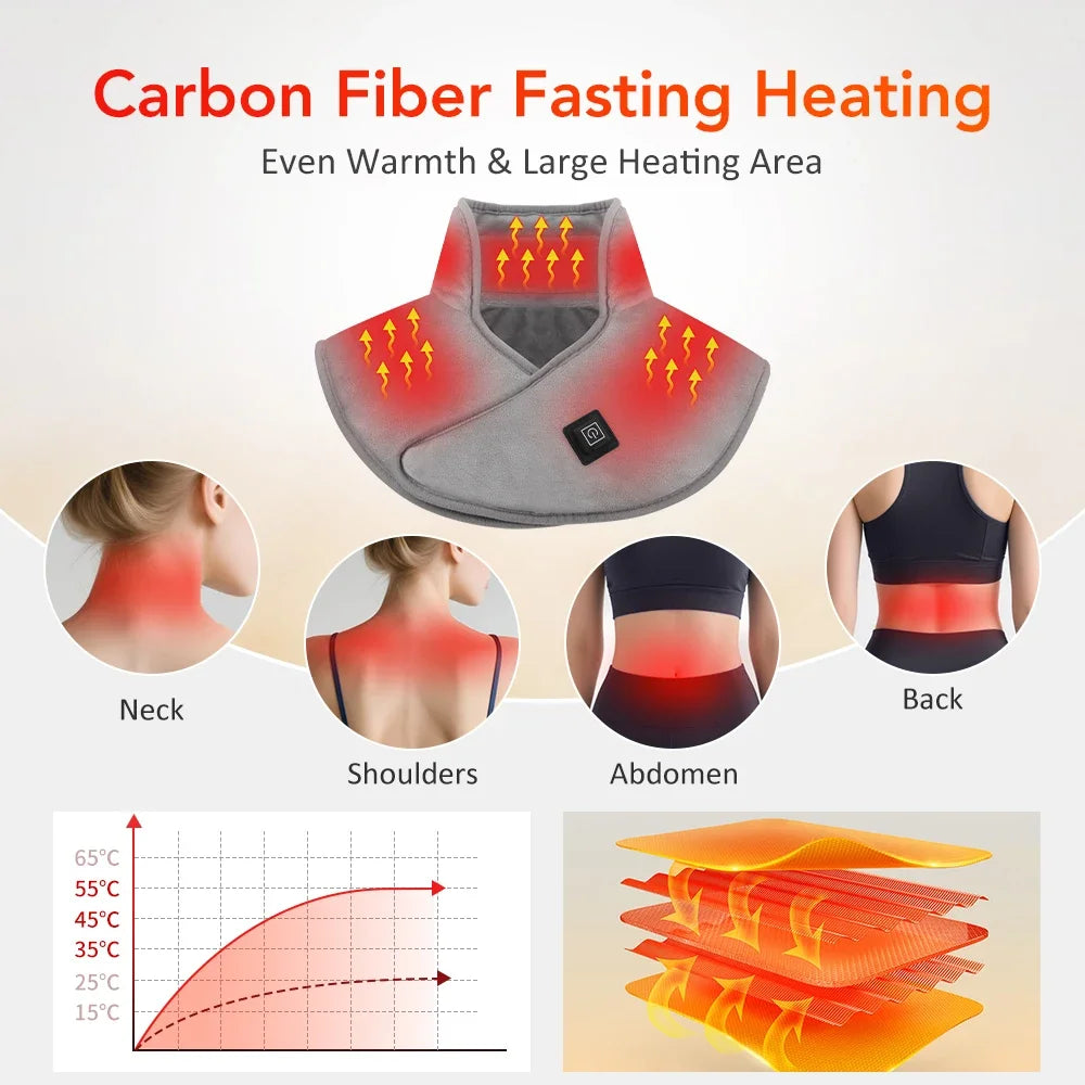 Electric Heating Shoulder Neck Pad USB Heated Back Wrap 3 Heat Level
