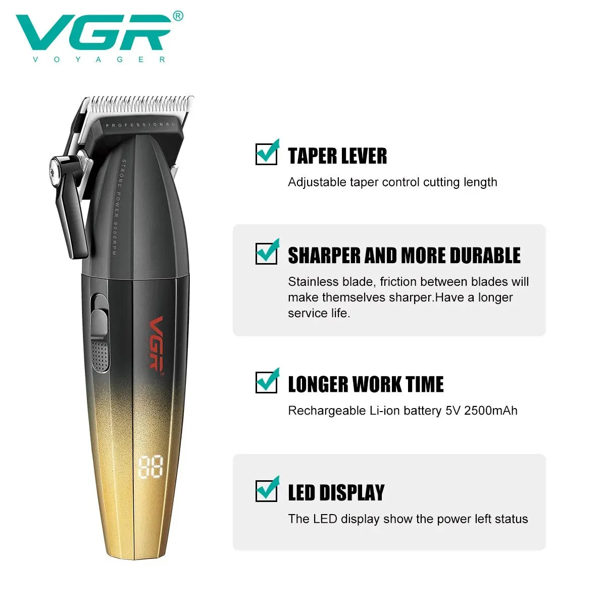 Hair Clipper Professional Hair Cutting Machine 9000RPM VGR