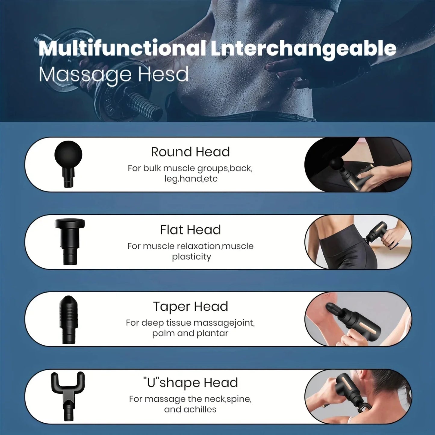Portable Fascial Massage Gun Electric Percussion Pistol Massager Body