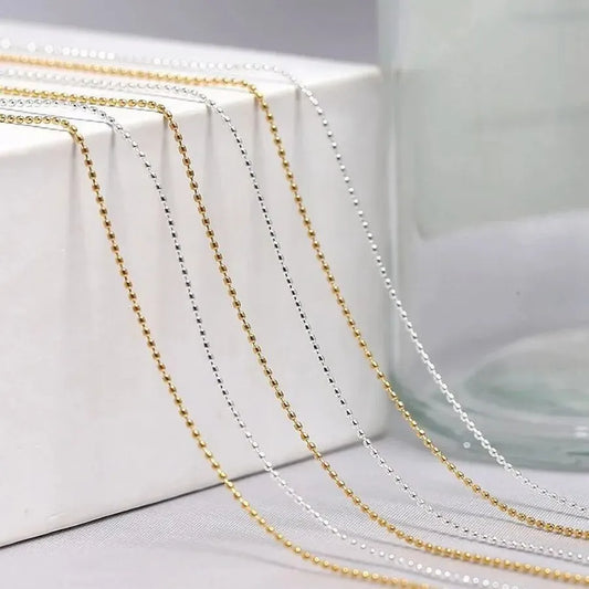 1M/Pack 0.8mm Gold Silver Nail Bead Chain Charm Ellipse Stone Nail Art