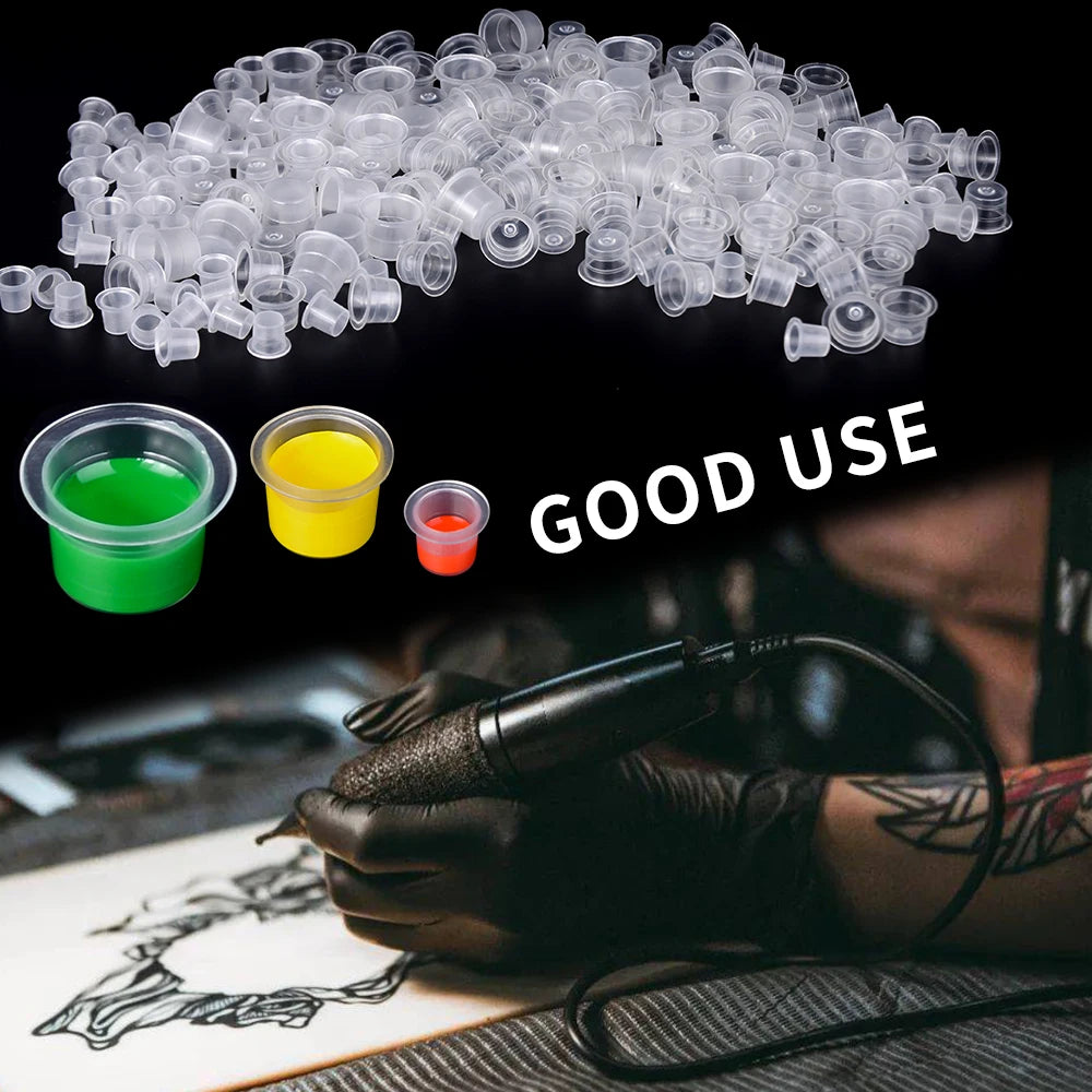 1000 PCS Plastic Disposable Tattoo Ink Cups Pigment Clear Holder