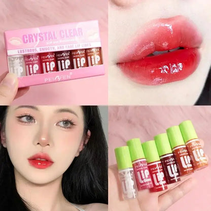 6 Pieces Glass Mirror Lip Gloss Set Hydrating Lightweight Lip Balm