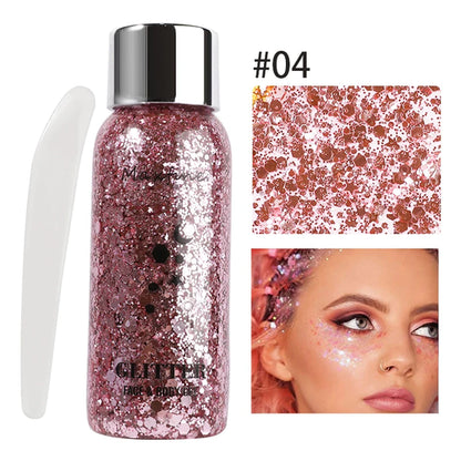 Body Glitter Gel Sequins Long Acting Face Eyes Hair Prom Party Mermaid