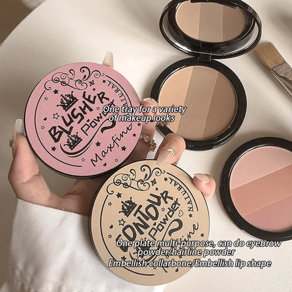 Three-color Blush Palette Delicate Long-lasting Waterproof Non-fading