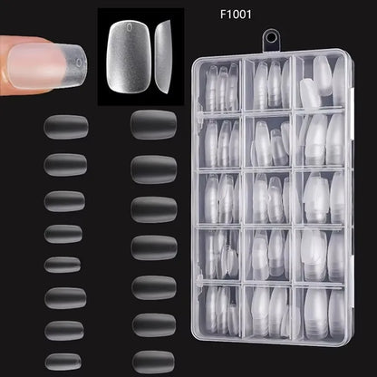 Box of 330 Short Almond Nail Tips - Upgraded Matte Gel Nail Stickers,