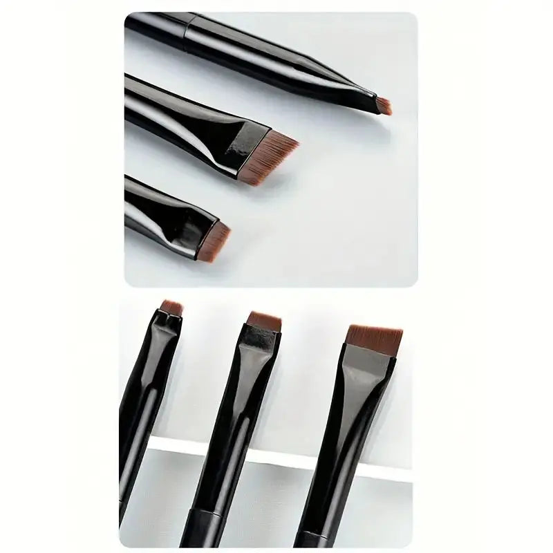 3-Piece Eyeliner & Eyebrow Brushes Set - Ultra-Fine & Flat Tips for